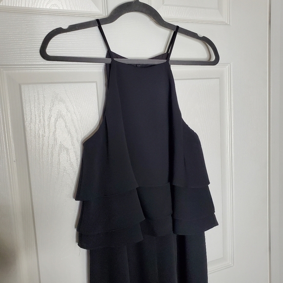 Gianni Bini Denise Black Halter Tiered Ruffled Popover Wide Leg Jumpsuit - Picture 4 of 9